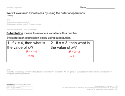 1. If x = 4, then what is the value of x2?