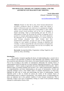 the romantic theory of understanding and theaesthetics of