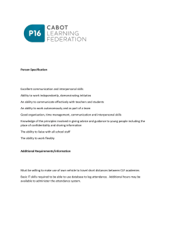 Person Specification Excellent communication and interpersonal