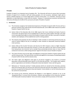 Code of Practice for Freedom of Speech