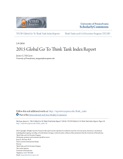 2015 Global Go To Think Tank Index Report
