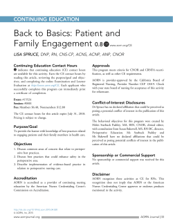 Back to Basics: Patient and Family Engagement 0.8 www.aorn.org/CE