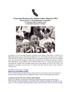 Classroom Resources for Martin Luther King Day 2015