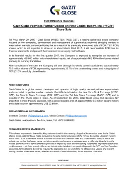 Gazit Globe Provides Further Update on First Capital Realty, Inc