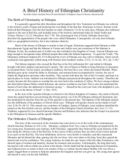 A Brief History of Ethiopian Christianity