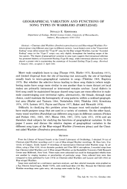geographical variation and functions of song types in warblers