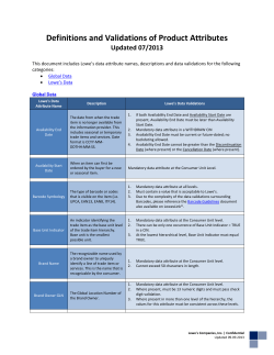 Definitions and Validations of Product Attributes