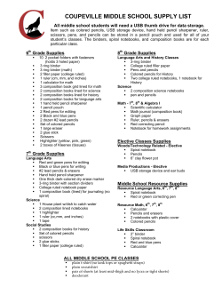 coupeville middle school supply list