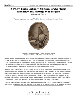 A Poem Links Unlikely Allies in 1775: Phillis Wheatley and George
