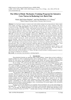 The Effect of Body Mechanics Training Program