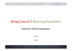 Being Concise / Reducing Repetition