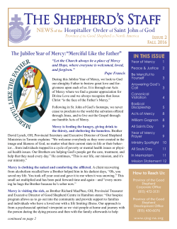 Fall 2016 - Hospitaller Order of St. John of God