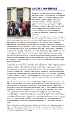 ANGERS ADVENTURE - Concordia University