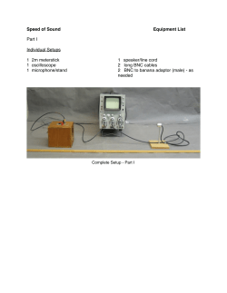 Speed of Sound Equipment List Part I Individual Setups 1 2m