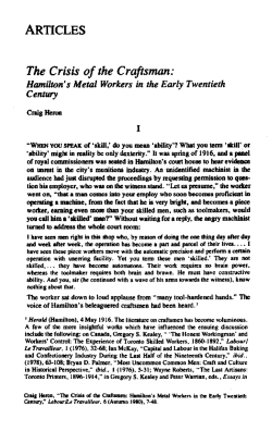 ARTICLES The Crisis of the Craftsman