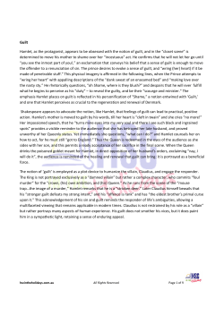 Guilt Hamlet, as the protagonist, appears to be obsessed with the