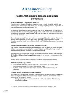 Facts and figures on dementia and its impact