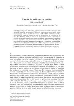 Emotion, the bodily, and the cognitive