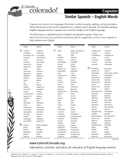 Cognates Similar Spanish &ndash; English Words
