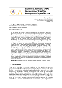 Cognitive Relations in the Semantics of Brazilian