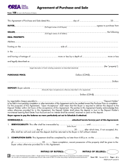 Agreement of Purchase and Sale - Carol Frick