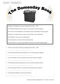 Passmores History Department Year 7 Unit 3 Lesson #1 William of