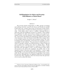 Self-Regulation for Safety and Security: Final Minutes or Finest Hour?