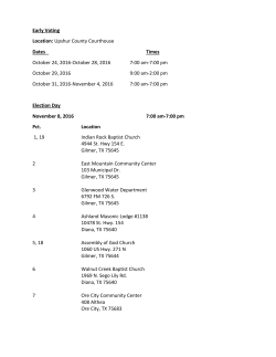 Early Voting Location: Upshur County Courthouse Dates Times