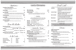 Our Lunch Menu - Hieronymus Seafood