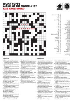 Print out and complete the Kiss Krossword