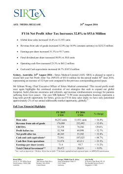 FY16 Net Profit After Tax Increases 32.8% to $53.6 Million