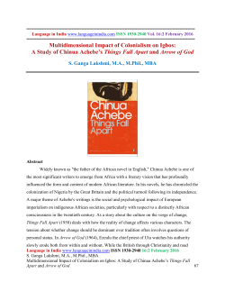 Multidimensional Impact of Colonialism on Igbos: A Study of Chinua
