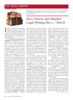 Do`s, Don`ts, and Maybes: Legal Writing Do`s &mdash; Part II