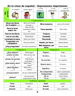 En la clase de espa&ntilde;ol &ndash; Expresiones importantes