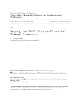 The Pro-Slavery and `Irrevocable` Thirteenth Amendment