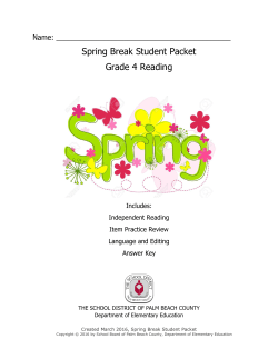 Spring Break Student Packet Grade 4 Reading