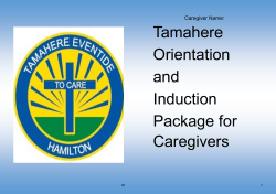 Tamahere Orientation and Induction Package for Caregivers