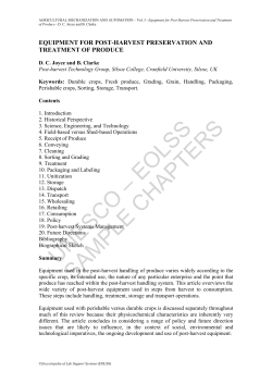 Equipment for Post-Harvest Preservation and Treatment