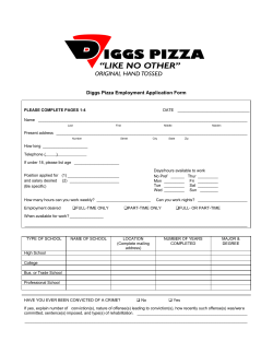 Diggs Pizza Employment Application Form