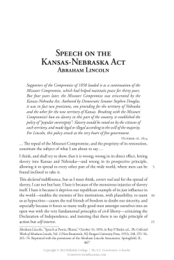 Speech on the Kansas-Nebraska Act