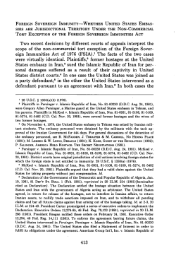 Foreign Sovereign Immunity - Whether United States Embassies are