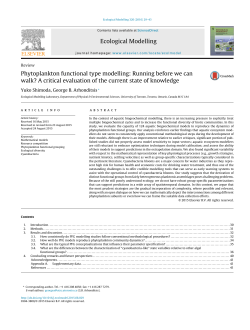 Ecological Modelling Phytoplankton functional type modelling