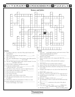 Romeo and Juliet Crossword Puzzle