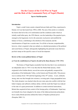 On the Causes of the Civil War in Nepal and the Role