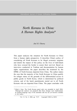 North Koreans in China: A Human Rights Analysis