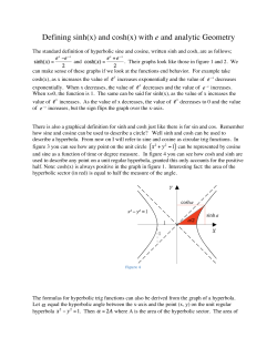 Defining sinh(x) and cosh(x) with e and analytic Geometry