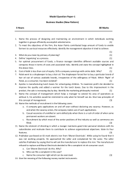 Model Question Paper-1 Business Studies (New Pattern) 3 Hours 80