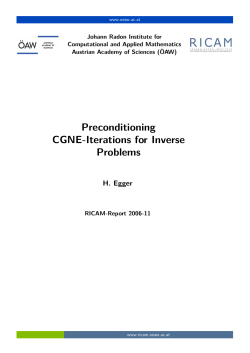 Preconditioning CGNE-Iterations for Inverse Problems
