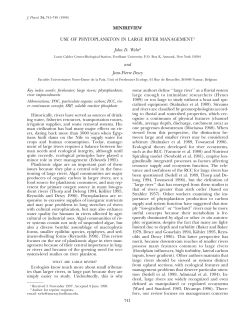 MINIREVIEW USE OF PHYTOPLANKTON IN LARGE RIVER