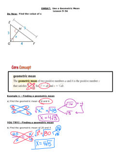 SWBAT: Use a Geometric Mean Lesson 9